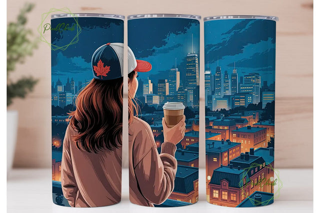 City Girl Coffee Break 20oz Tumbler Wrap Sublimation PixelChick 