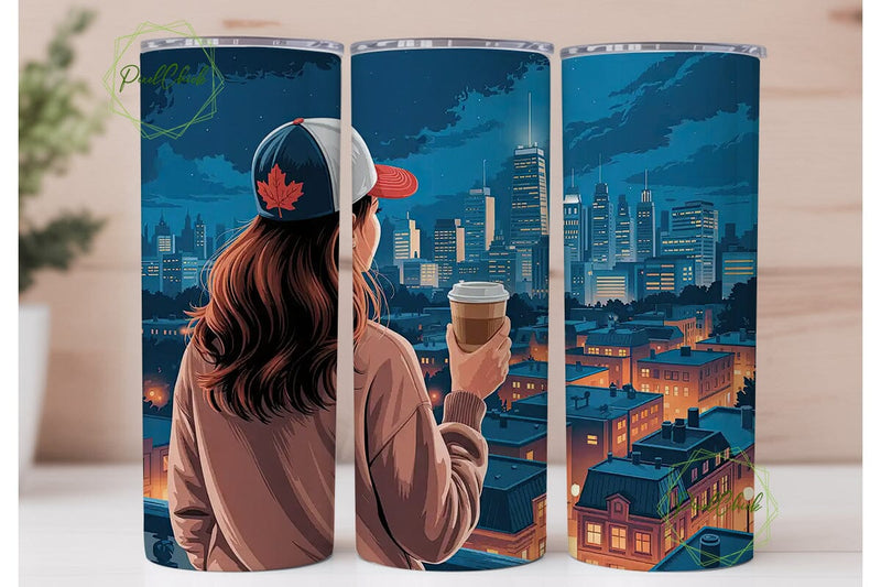 City Girl Coffee Break 20oz Tumbler Wrap Sublimation PixelChick 