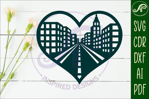 City scene heart wall sign, SVG file. SVG APInspireddesigns 