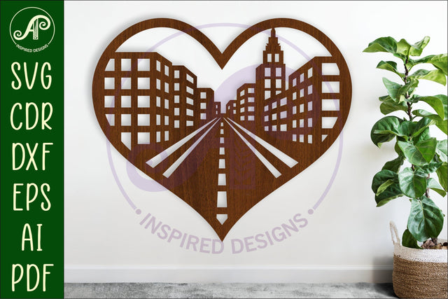 City scene heart wall sign, SVG file. SVG APInspireddesigns 
