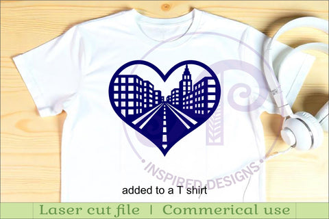 City scene heart wall sign, SVG file. SVG APInspireddesigns 