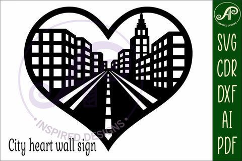 City scene heart wall sign, SVG file. SVG APInspireddesigns 