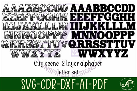 City scene letters alphabet set x 51 SVG APInspireddesigns 