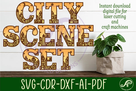 City scene letters alphabet set x 51 SVG APInspireddesigns 