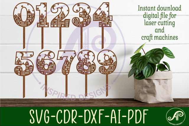 City scene number cake toppers SVG cut files SVG APInspireddesigns 