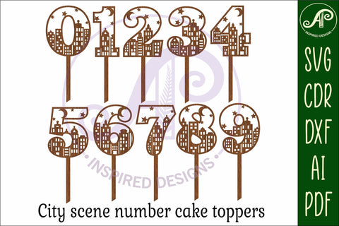 City scene number cake toppers SVG cut files SVG APInspireddesigns 