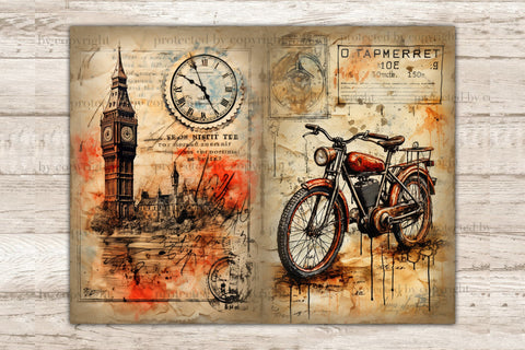 City Stamps Junk Journal Pages | Vintage Collage Sheet SVG GlamArtZhanna 