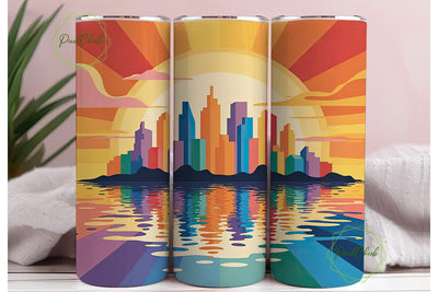 Cityscape Sunset 20oz Tumbler Wrap Sublimation PixelChick 