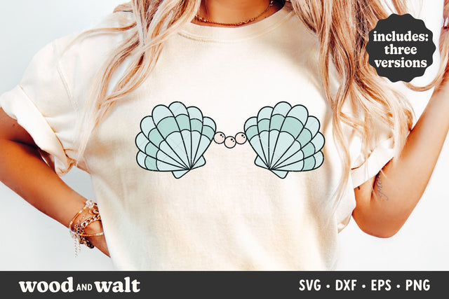 Clamshell Bra SVG | Mermaid Vibes PNG | Summer Design SVG Wood And Walt 