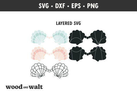 Clamshell Bra SVG | Mermaid Vibes PNG | Summer Design SVG Wood And Walt 