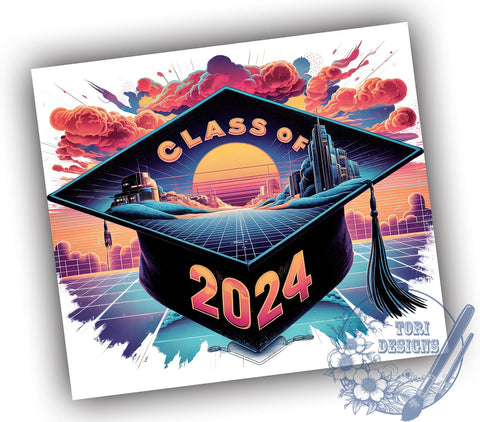 Class of 2024 20oz Skinny Tumbler PNG, Graduation Tumbler Sublimation Wrap, Straight & Tapered Tumbler Wrap, Instant Digital Download Sublimation ToriDesigns 