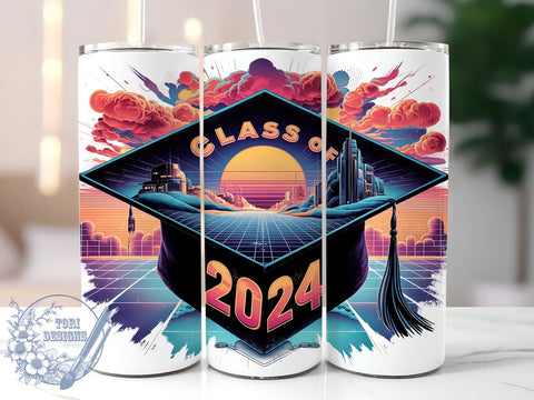 Class of 2024 20oz Skinny Tumbler PNG, Graduation Tumbler Sublimation Wrap, Straight & Tapered Tumbler Wrap, Instant Digital Download Sublimation ToriDesigns 