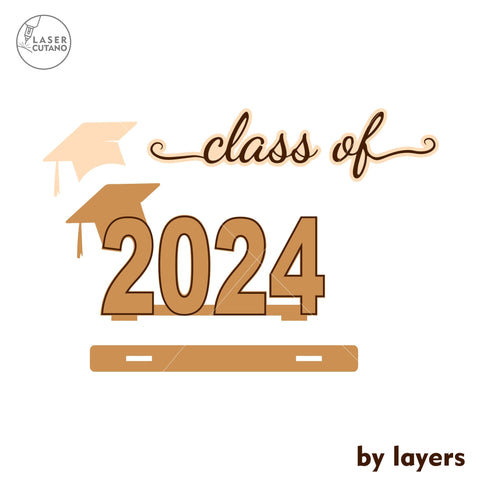 Class of 2024 Graduation Template, Wood Cut< Laser Cut File SVG LaserCutano 