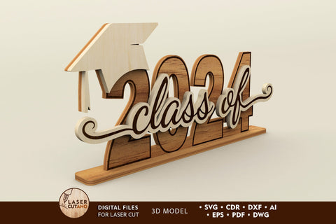 Class of 2024 Graduation Template, Wood Cut< Laser Cut File SVG LaserCutano 