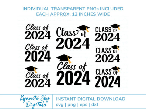 Class of 2024 High School College Graduation SVG Kyanite Sky Digitals 