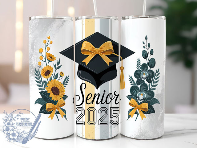 Class of 2025 Gold Graduation Tumbler Wrap, Class Of 2025 Tumbler, Senior 2025 Design, Yellow Gold Tumbler, 20oz Graduation Wrap, Senior Gift Sublimation, Gold Graduation Tumbler Sublimation ToriDesigns 
