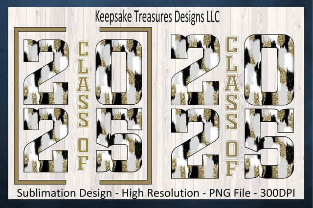 Class Of 2025 Graduation T-Shirt Design, Sublimation PNG, Black and Gold Brushstrokes, Digital Download, PNG Printable Sublimation Keepsake Treasures Designs LLC. 