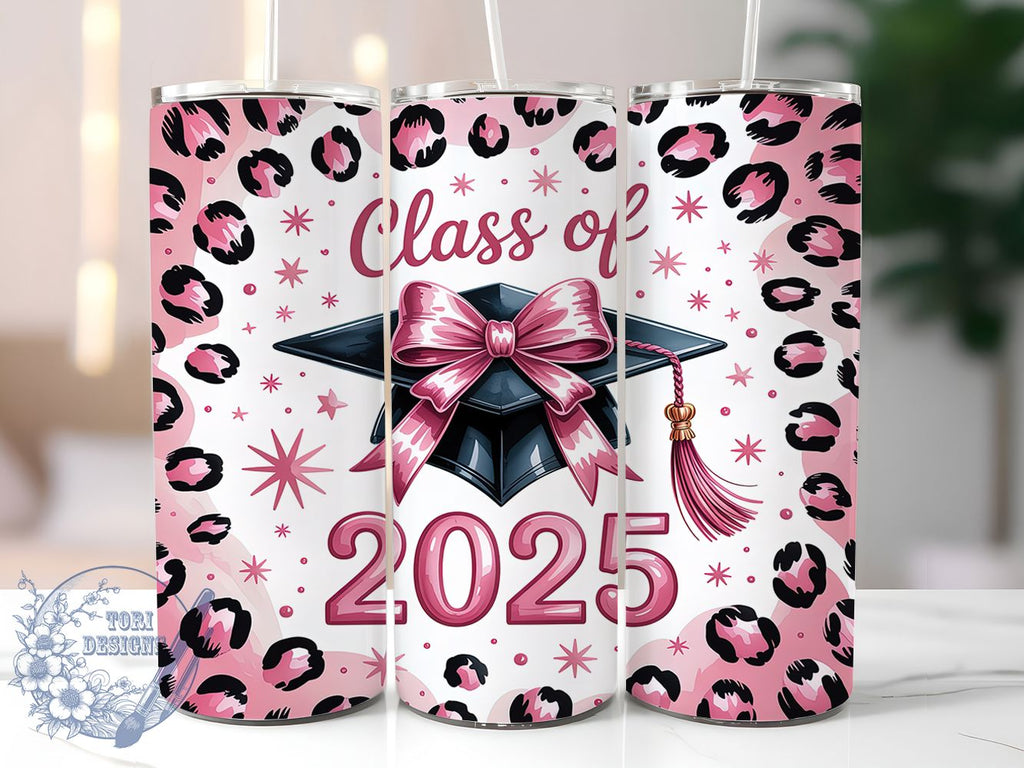 Class Of 2025 Senior Graduation Pink Tumbler, Graduation Tumbler Wrap, 20oz Senior PNG, Pink Graduation Design, Senior Gift Idea, Sublimation Graduation Wrap, Class Of 2025 Cup Design - So Fontsy