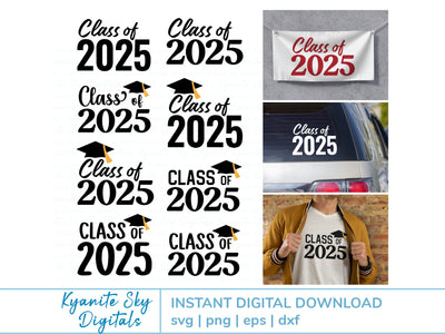 Class of 2025 SVG bundle high school college senior class graduation SVG Kyanite Sky Digitals 