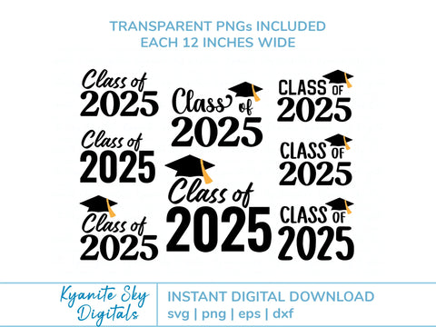 Class of 2025 SVG bundle high school college senior class graduation SVG Kyanite Sky Digitals 