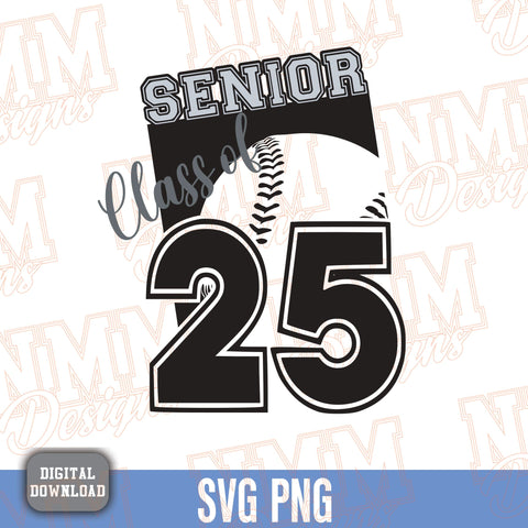 Class of 2025 SVG & PNG | Softball Graduation Design for T-Shirts, Stickers, Crafts DIY Graduation Party Decor Baseball SVG NMMDesignsShop 