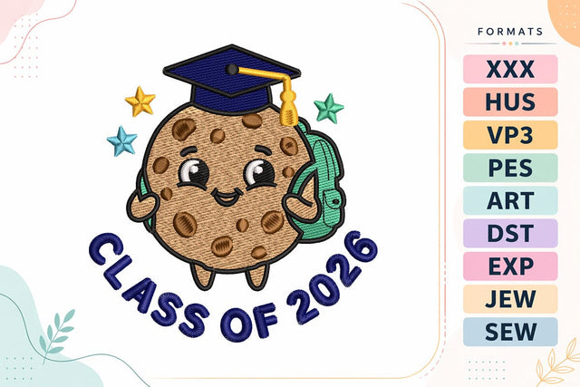Class of 2026 Cookie Graduate Back To School Embroidery Design Embroidery/Applique DESIGNS sg embroidery 