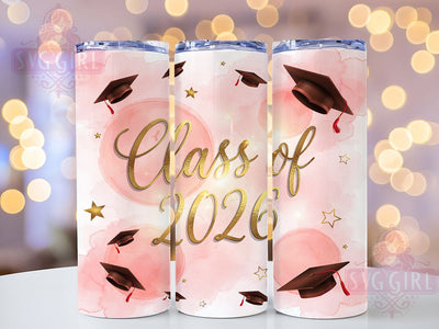Class of 2026 Glitter 20oz Tumbler, Graduation Gold, Elegant Script, Glitter Design, Senior Year, Skinny Tumbler, Sublimation PNG Sublimation SvggirlplusArt 