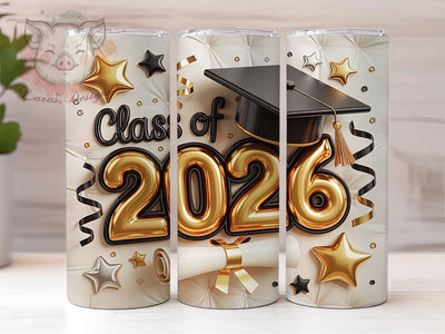 Class of 2026 Grad Spirit 20oz Tumbler, Graduation Design, 3D Puffy, Senior Year, School Spirit, 20oz Tumbler Wrap, Sublimation PNG Sublimation Lara' s Designs 