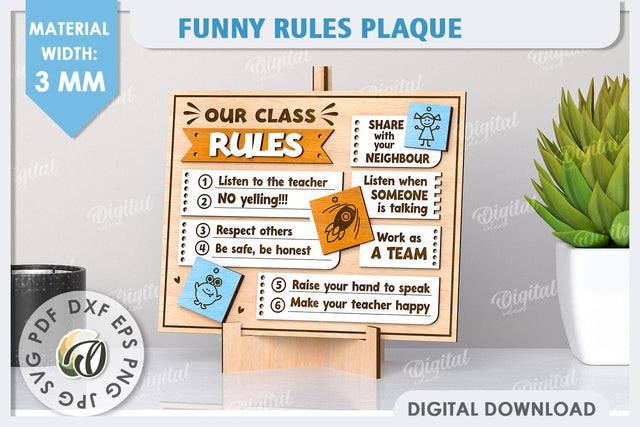 Class Rules SVG. Funny Rules Plaque Laser Cut. School Rules SVG Evgenyia Guschina 