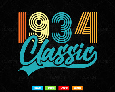 Classic 1934 Retro 90th Birthday Shirt Svg Png, Vintage 90th Birthday Tshirts Design, 90th Birthday Gifts For Men, 90th Birthday Woman Svg SVG DesignDestine 