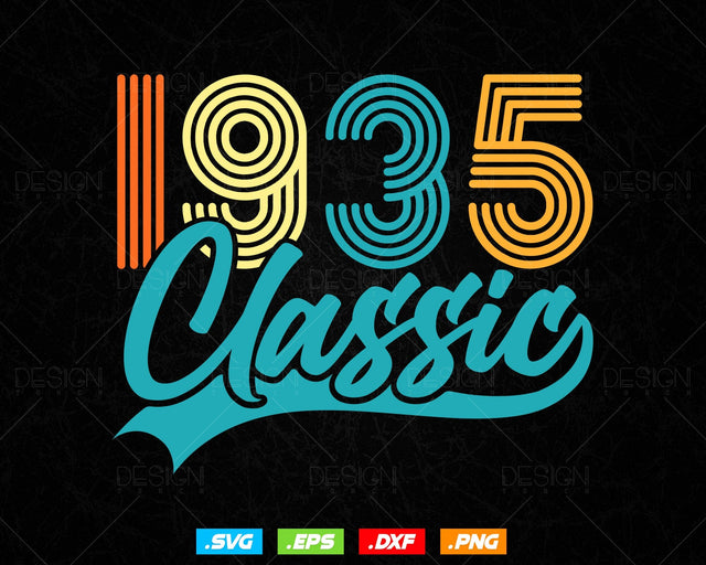 Classic 1935 Retro 89th Birthday Shirt Svg Png, Vintage 89th Birthday Tshirts Design, 89th Birthday Gifts For Men, 89th Birthday Woman Svg SVG DesignDestine 