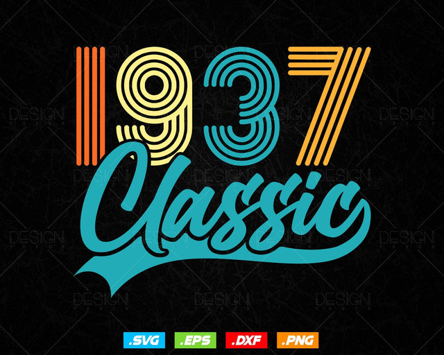 Classic 1937 Retro 87th Birthday Shirt Svg Png, Vintage 87th Birthday Tshirts Design, 87th Birthday Gifts For Men, 87th Birthday Woman Svg SVG DesignDestine 