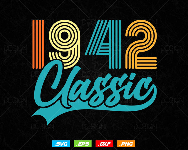 Classic 1942 Retro 82nd Birthday Shirt Svg Png, Vintage 82nd Birthday Tshirts Design, 82nd Birthday Gifts For Men, 82nd Birthday Woman Svg SVG DesignDestine 