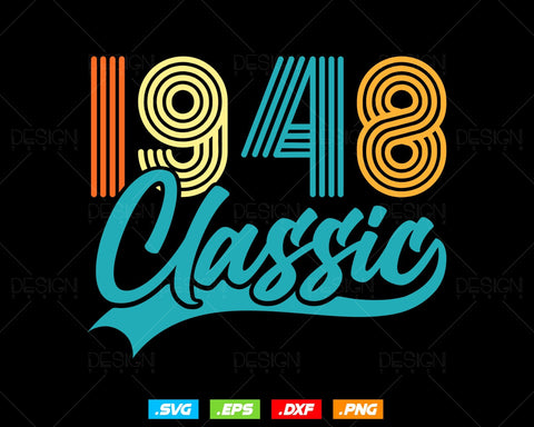 Classic 1948 Retro 76th Birthday Shirt Svg Png, Vintage 76th Birthday Tshirts Design, 76th Birthday Gifts For Men, 76th Birthday Woman Svg SVG DesignDestine 