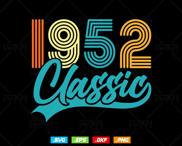 Classic 1952 Retro 72nd Birthday Shirt Svg Png, Vintage 72nd Birthday Tshirts Design, 72nd Birthday Gifts For Men, 72nd Birthday Woman Svg SVG DesignDestine 