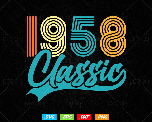 Classic 1958 Retro 66th Birthday Shirt Svg Png, Vintage 66th Birthday Tshirts Design, 66th Birthday Gifts For Men, 66th Birthday Woman Svg SVG DesignDestine 