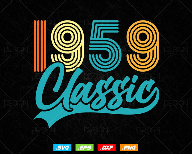 Classic 1959 Retro 65th Birthday Shirt Svg Png, Vintage 65th Birthday Tshirts Design, 65th Birthday Gifts For Men, 65th Birthday Woman Svg SVG DesignDestine 