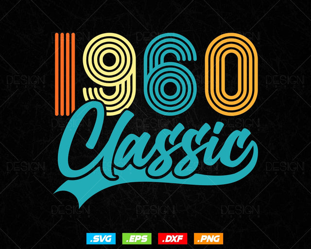 Classic 1960 Retro 64th Birthday Shirt Svg Png, Vintage 64th Birthday Tshirts Design, 64th Birthday Gifts For Men, 64th Birthday Woman Svg SVG DesignDestine 