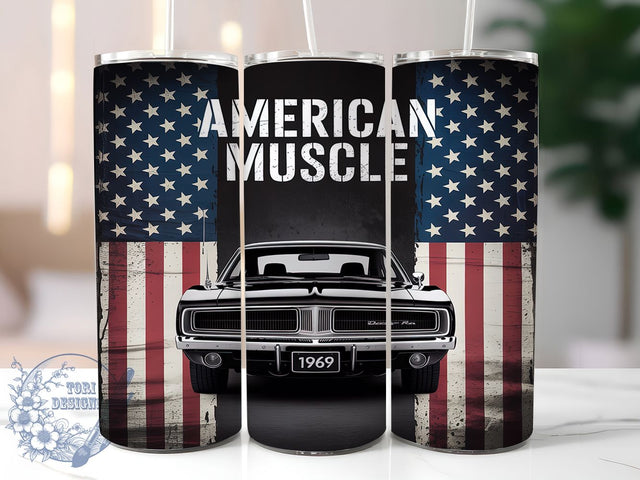 Classic 1969 Muscle Car Hot Rod Tumbler, Classic Muscle Car, Retro Auto Wrap, Vintage Vehicle Art, American Hot Rod, Car Collector Tumbler, Sixties Car Design Sublimation ToriDesigns 