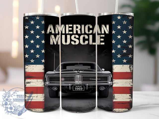 Classic 1969 Muscle Car Hot Rod Tumbler, Classic Muscle Car, Retro Auto Wrap, Vintage Vehicle Art, American Hot Rod, Car Collector Tumbler, Sixties Car Design Sublimation ToriDesigns 