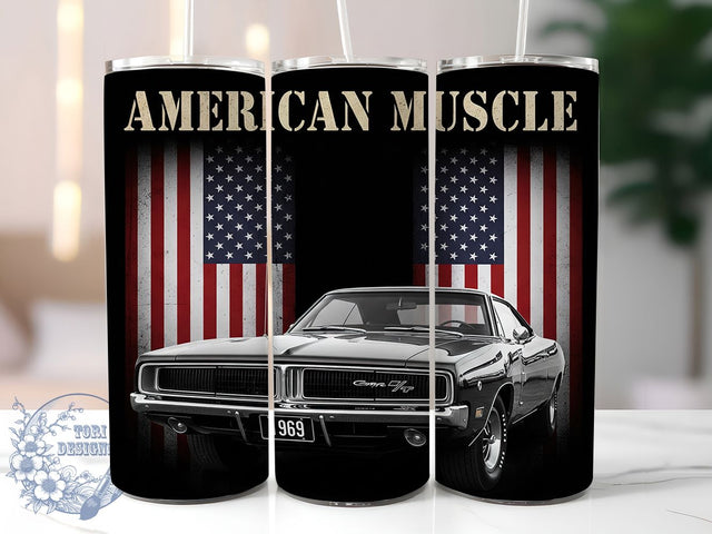 Classic 1969 Muscle Car Hot Rod Tumbler, Classic Muscle Car, Retro Auto Wrap, Vintage Vehicle Art, American Hot Rod, Car Collector Tumbler, Sixties Car Design Sublimation ToriDesigns 