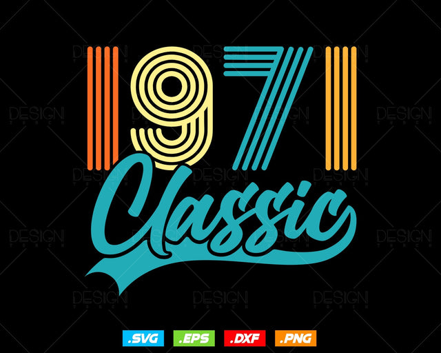 Classic 1971 Retro 53rd Birthday Shirt Svg Png, Vintage 53rd Birthday Tshirts Design, 53rd Birthday Gifts For Men, 53rd Birthday Woman Svg SVG DesignDestine 