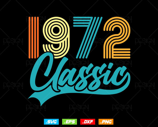 Classic 1972 Retro 52nd Birthday Shirt Svg Png, Vintage 52nd Birthday Tshirts Design, 52nd Birthday Gifts For Men, 52nd Birthday Woman Svg SVG DesignDestine 