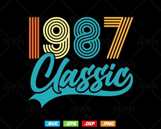 Classic 1987 Retro 37th Birthday Shirt Svg Png, Vintage 37th Birthday Tshirts Design, 36th Birthday Gifts For Men, 37th Birthday Woman Svg SVG DesignDestine 