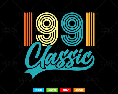 Classic 1991 Retro 33rd Birthday Shirt Svg Png, Vintage 33rd Birthday Tshirts Design, 33rd Birthday Gifts For Men, 33rd Birthday Woman Svg SVG DesignDestine 