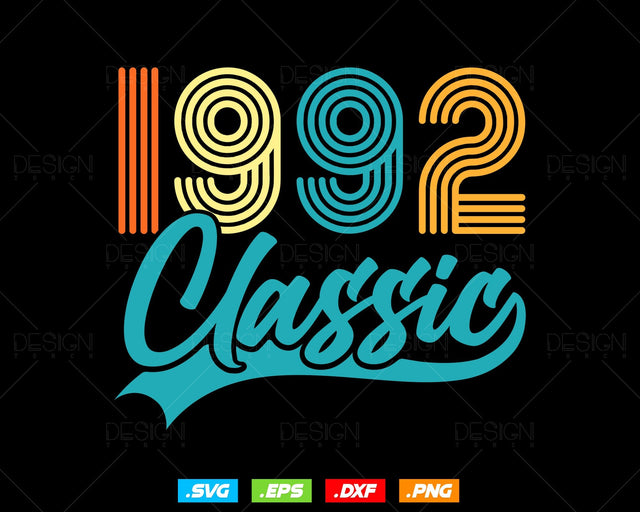 Classic 1992 Retro 32nd Birthday Shirt Svg Png, Vintage 32nd Birthday Tshirts Design, 32nd Birthday Gifts For Men, 32nd Birthday Woman Svg SVG DesignDestine 