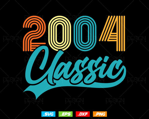 Classic 2004 Retro 20th Birthday Shirt Svg Png, Vintage 20th Birthday Tshirts Design, 20th Birthday Gifts For Boy, 20th Birthday Girl Svg SVG DesignDestine 