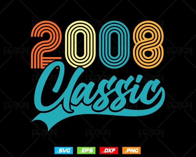 Classic 2008 Retro 16th Birthday Shirt Svg Png, Vintage 16th Birthday Tshirts Design, 16th Birthday Gifts For Boy, 16th Birthday Girl Svg SVG DesignDestine 
