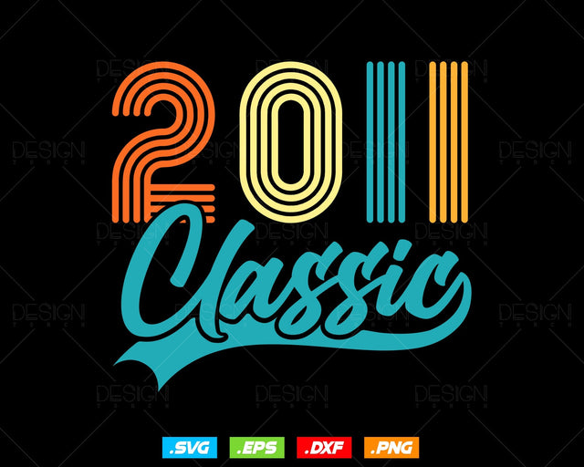 Classic 2011 Retro 13th Birthday Shirt Svg Png, Vintage 13th Birthday Tshirts Design, 13th Birthday Gifts For Boy, 13th Birthday Girl Svg SVG DesignDestine 