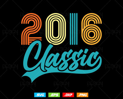 Classic 2016 Retro 8th Birthday Shirt Svg Png, Vintage 6th Birthday Year Number Tshirt, 8th Birthday Gifts For Boy, 8th Birthday Girl Svg SVG DesignDestine 